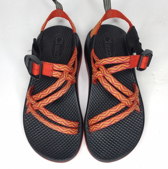Chaco Rainbow Orange Slip On Strap Up Kids Sandals - Picture 9 of 14
